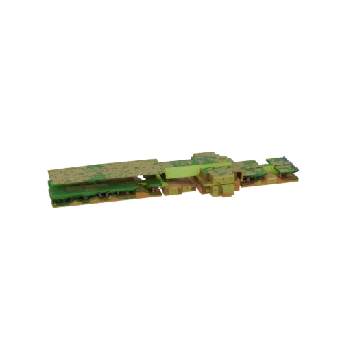 3D model of a retro NES Evil Forest stage with green foliage and brown platforms, rendered on a white background.