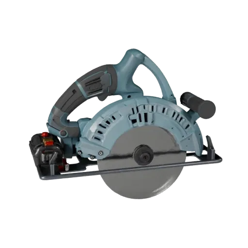 Contractor Circular Saw Realistic 3D model, three-quarter studio render, showing molded plastic, ergonomic handles.