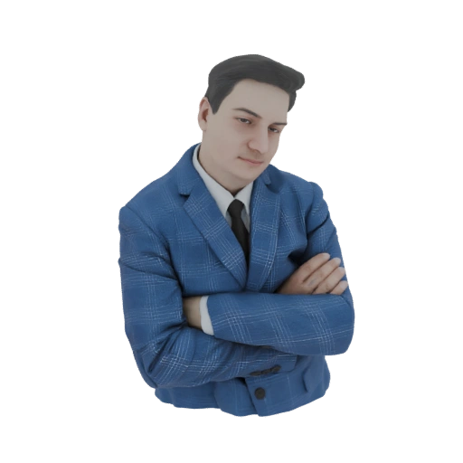 Man in Blue Plaid Suit 3D Model