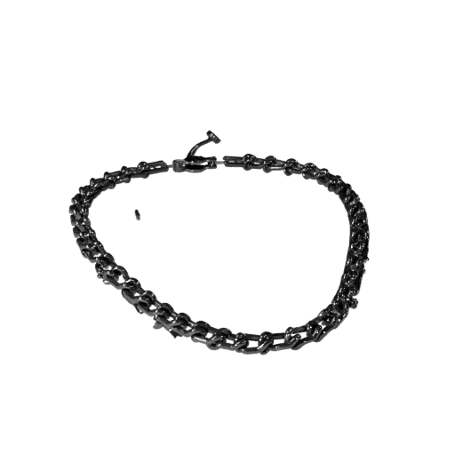 Layered Chain Necklace game ready 3D model, perspective studio render, showing necklace silhouette and surface contrast.