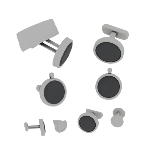 Diamond Gem Set Cufflink 3D model, three-quarter front view, AR viewer studio render, diamond finish.