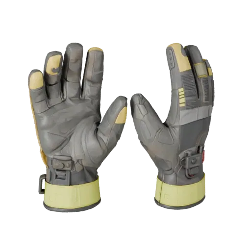 Safety Gloves Stylized 3D model, stylized isometric render, showing plastic shells, recognizable safety silhouettes.