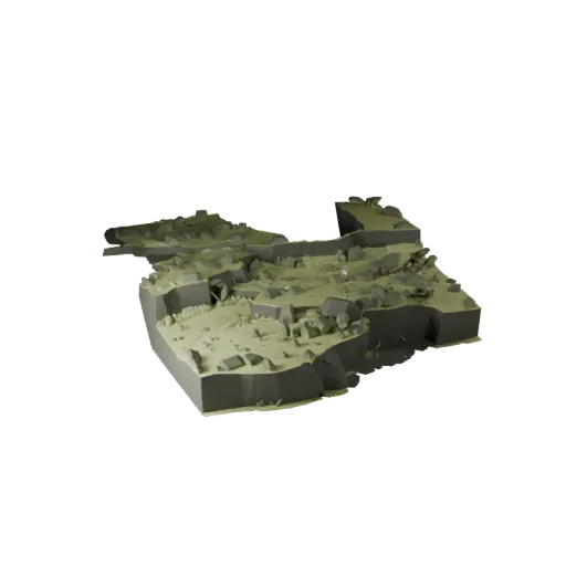 Dry Steppe Biome High Poly 3D model, close-up cinematic environment render, showing terrain layers, dune ridges.