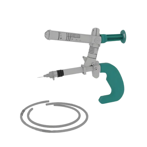 Diagnostic Syringe Model Education 3D model, three-quarter training render, showing stainless steel, form detail.