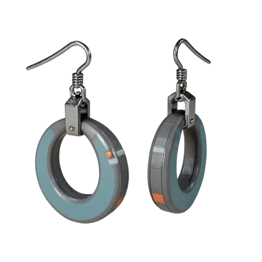 Modello 3D pronto per il gioco di Orecchini Pendenti a Cerchio, scatto ravvicinato d'eroe, con silhouette calibrata e letture