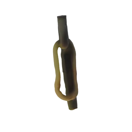 A 3D render of an abstract sculpture forming a continuous, smooth organic loop with a gradient color transition.