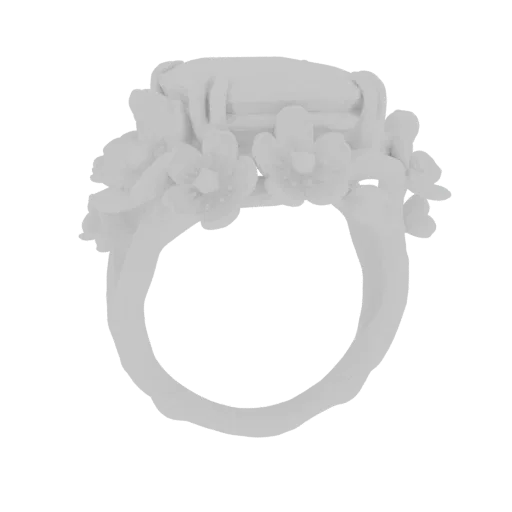 Floral Ring with Oval Gemstone Mount