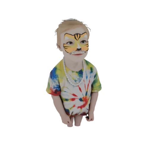 Tiger Face Painted Child with Pearl Necklace