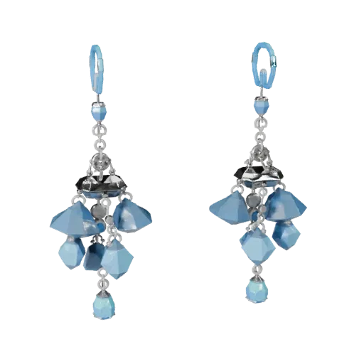 Chandelier Drop Earrings game ready 3D model, perspective studio render, highlighting earring form and finish detail.