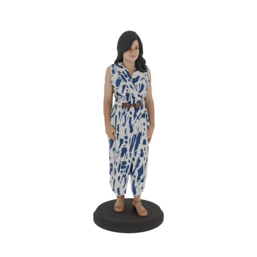 Woman in Blue and White Jumpsuit Figurine