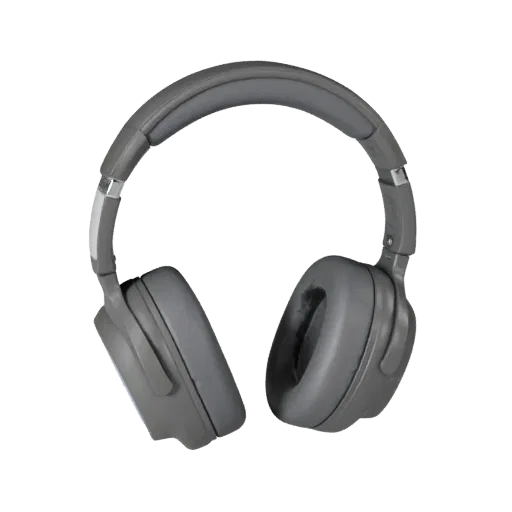 Wireless Gaming Headset 3D model, three-quarter front view, AR viewer studio render, showing soft ear pads, form detail.