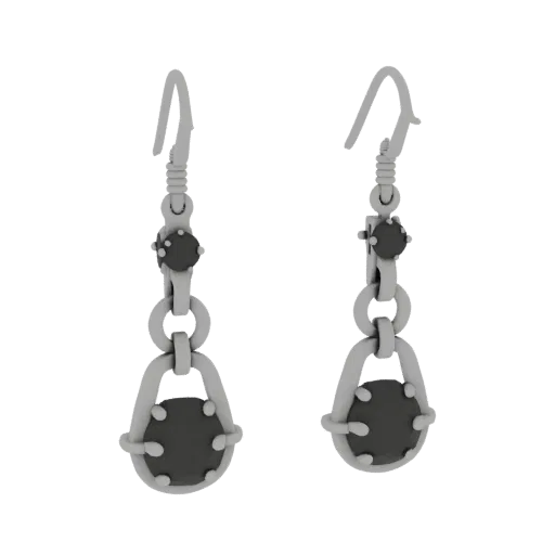 Gold Stud Drop Earrings 3D model, three-quarter front view, AR viewer studio render, gold finish.