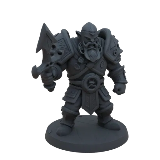 Fantasy Dwarf Warrior Miniature STL - Attack
