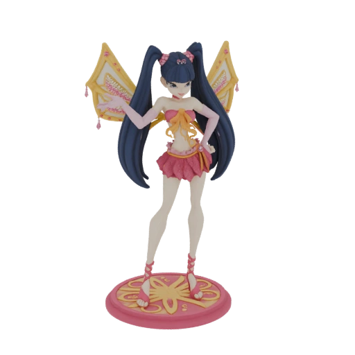 Musa Fairy Figurine with Pink Skirt and Yellow Wings
