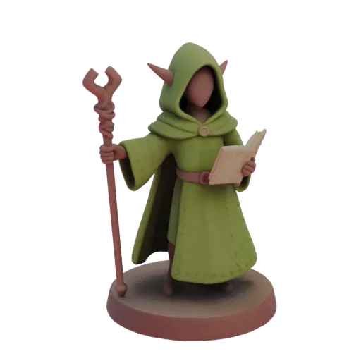 Medieval Elf Wizard Miniature STL - Attack