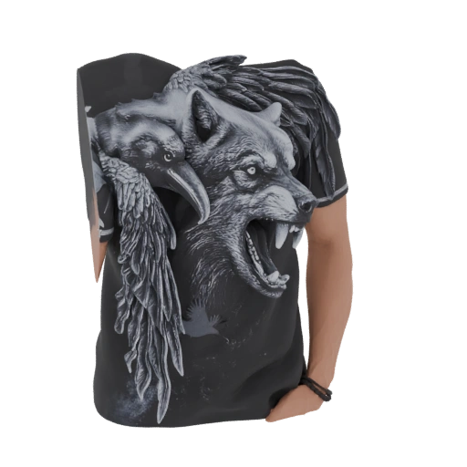 Wolf and Raven T-Shirt 3D Model