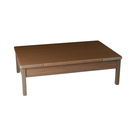 Minimal Coffee Table 3D model, living room, three-quarter front view, Unreal Engine viewport, wood grain detail.