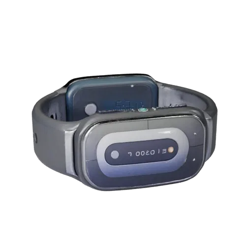 Modelo 3D estilizado de Banda de Lujo para Fitness, renderizado isométrico estilizado, mostrando silicona, ajuste usable.