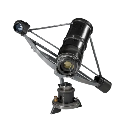 Classroom Star Tracker High Poly 3D model, close-up studio render, showing metal tubes, optical alignment.