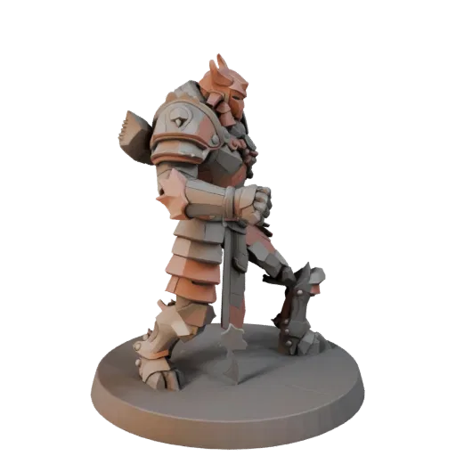 Heroic Beast Miniature low poly 3D model preview showing silhouette, three-quarter game view, pose and resin detail