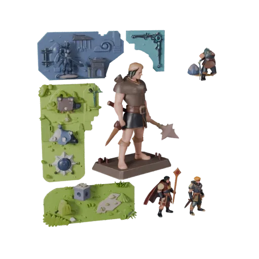 Dungeon Battle Vignette stylized 3D model preview showing layered parts, three-quarter game view