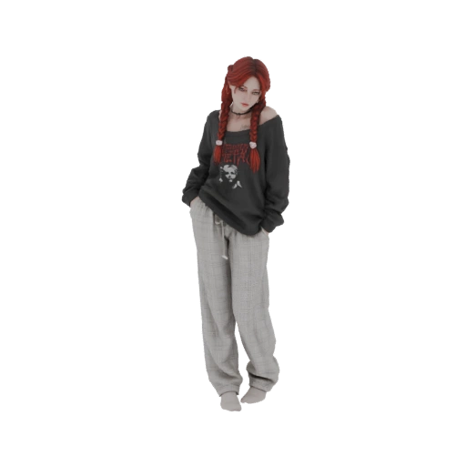 Goth Girl with Braids 3D Model