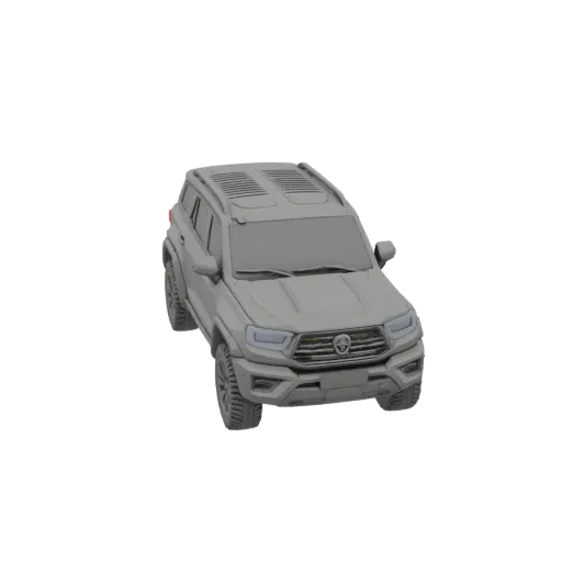 3D model of Tank 500 SUV, front-side view, grey, untextured, on white background