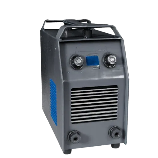 Welding Machine Product Viz 3D model, three-quarter studio product render, showing painted steel, machine stations.