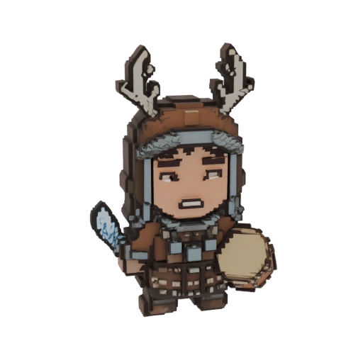Tribal Shaman with Drum and Axe