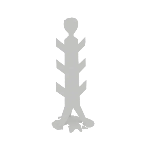 A 3D render of a gray, pixelated chess pawn standing upright against a black background.