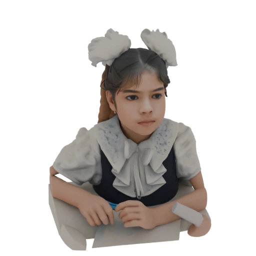Schoolgirl with Pigtails and Bows