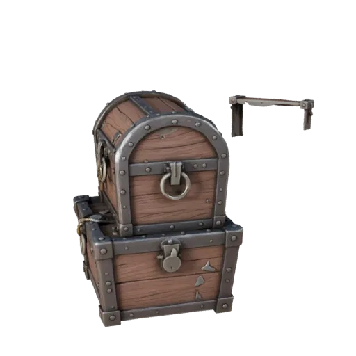 Pirate Supply Box High Poly 3D model, close-up studio render, showing wood planks, stackable massing.