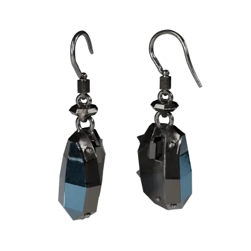 Stud Drop Earrings game ready 3D model, isometric studio render, highlighting earring seams, edges, and finish layers.