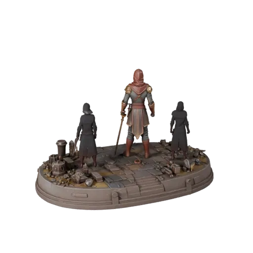 Dungeon Battle Vignette High Poly 3D-Modell Vorschau zeigt geschichtete Teile, Studio-Nahaufnahme, Tiefe und Anzeigeskalierun