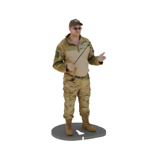 Military Instructor with Pointer 3D Model