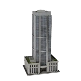 Luxury Skyscraper Tower low poly 3D model, game-ready exterior view, showing commercial office building materials and archite