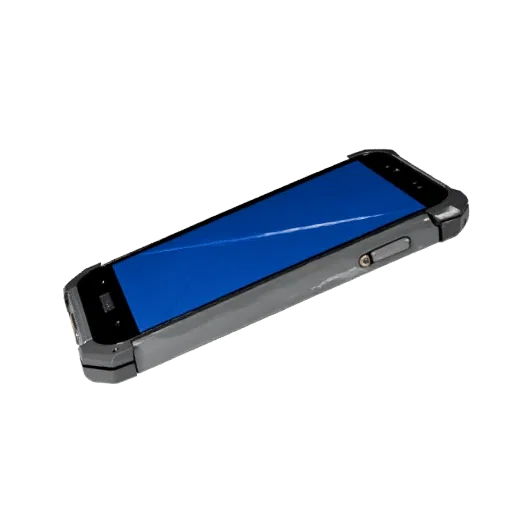 Rugged Gaming Phone Stylized 3D model, stylized isometric render, showing glass screens, thin device proportions.
