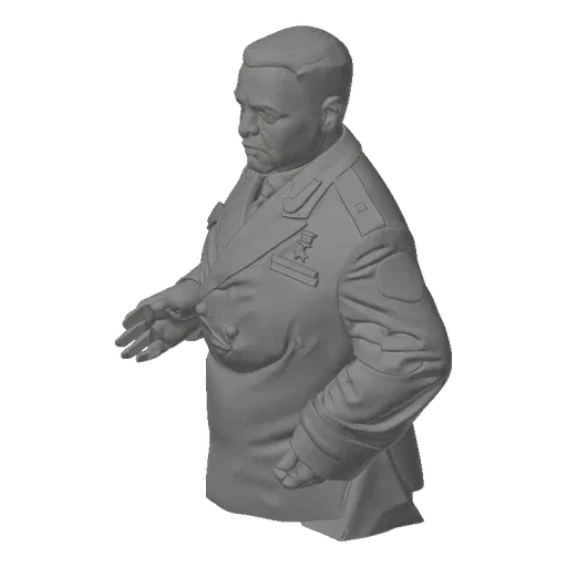 3D model render of a Soviet military leader bust wearing a double-breasted uniform with medals.