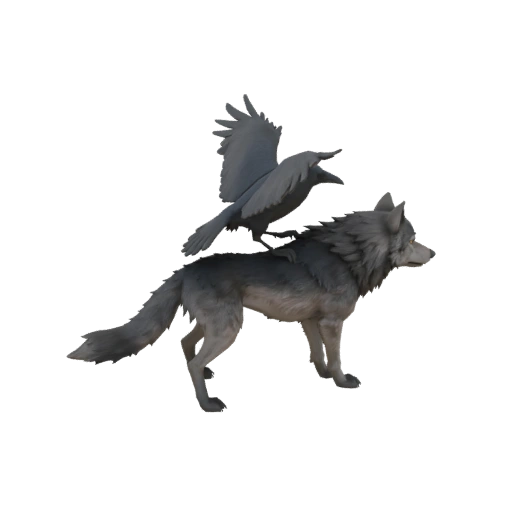 Wolf with Raven on Back