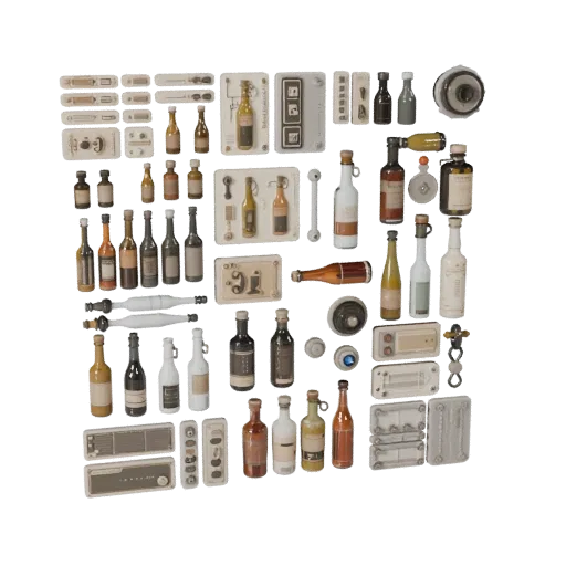 Urban Bottle Group Modular 3D model, isometric modular kit view, showing paper-like cards, small readable forms.