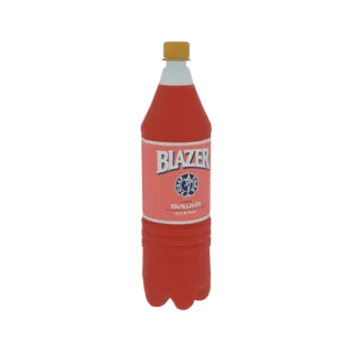 3D model of a red Blazer Cherry soda bottle with a yellow cap and a label featuring 'BLAZER' and 'ВИШНЯ' text.