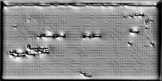 3D-Modell eines Reliefmusters mit zahlreichen Konturlinien, die Tiefe und Textur erzeugen.