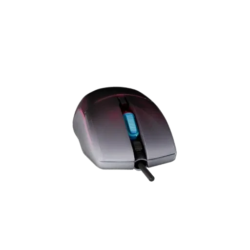 Rgb Mouse Realistic 3D model, three-quarter studio render, showing plastic shells, desktop scale.
