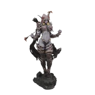 3D model of Sylvanas Windrunner, a female fantasy archer with a bow and arrow, wearing detailed armor and a hood.