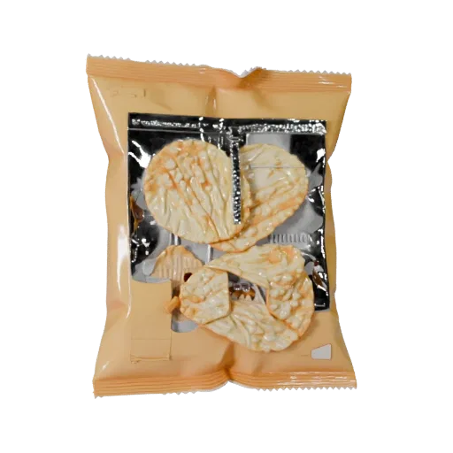Modello 3D Snack Chip Bag per visualizzazione prodotto, rendering studio a tre quarti, che mostra cartone, massa della confezione.