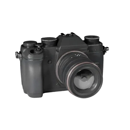 Cinema Video Camera Realistic 3D model, three-quarter studio render, showing textured grips, lens barrels.