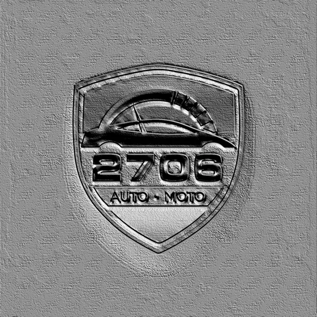 3D model of "2706 AUTO MOTO" emblem-shaped bas-relief with car and speedometer
