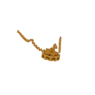 Modelo 3D de collar con colgante de flor dorada, diseño floral detallado y cadena texturizada, sobre fondo negro.