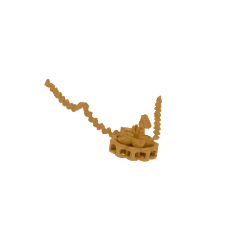 Modelo 3D de collar con colgante de flor dorada, diseño floral detallado y cadena texturizada, sobre fondo negro.