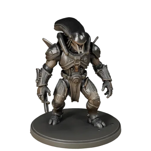 Monster Alien Trooper realistic 3D model preview showing silhouette, three-quarter scene view, pose and resin detail